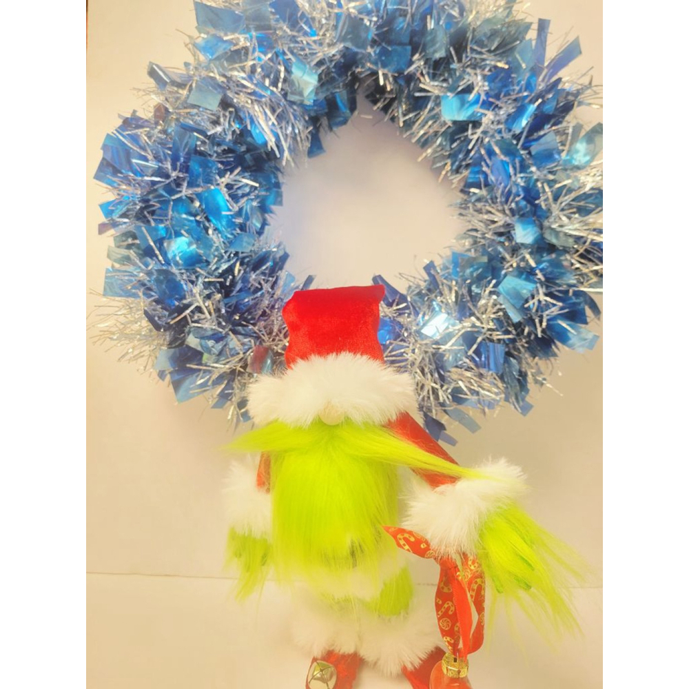Grinch Santa Gnome Handmade Holiday Decor Luxury Velvet Faux Fur - Picture 4 of 10